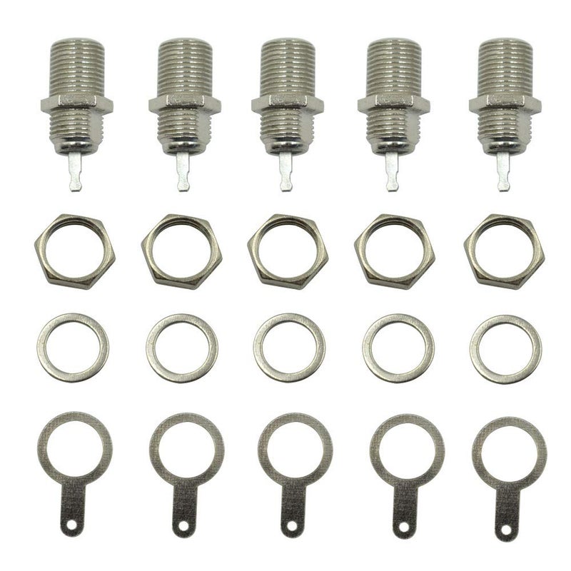 Hxchen F Type Panel Mounted Socket Female Jack Solder Connector Adapter - (5 Pcs) - Image 1